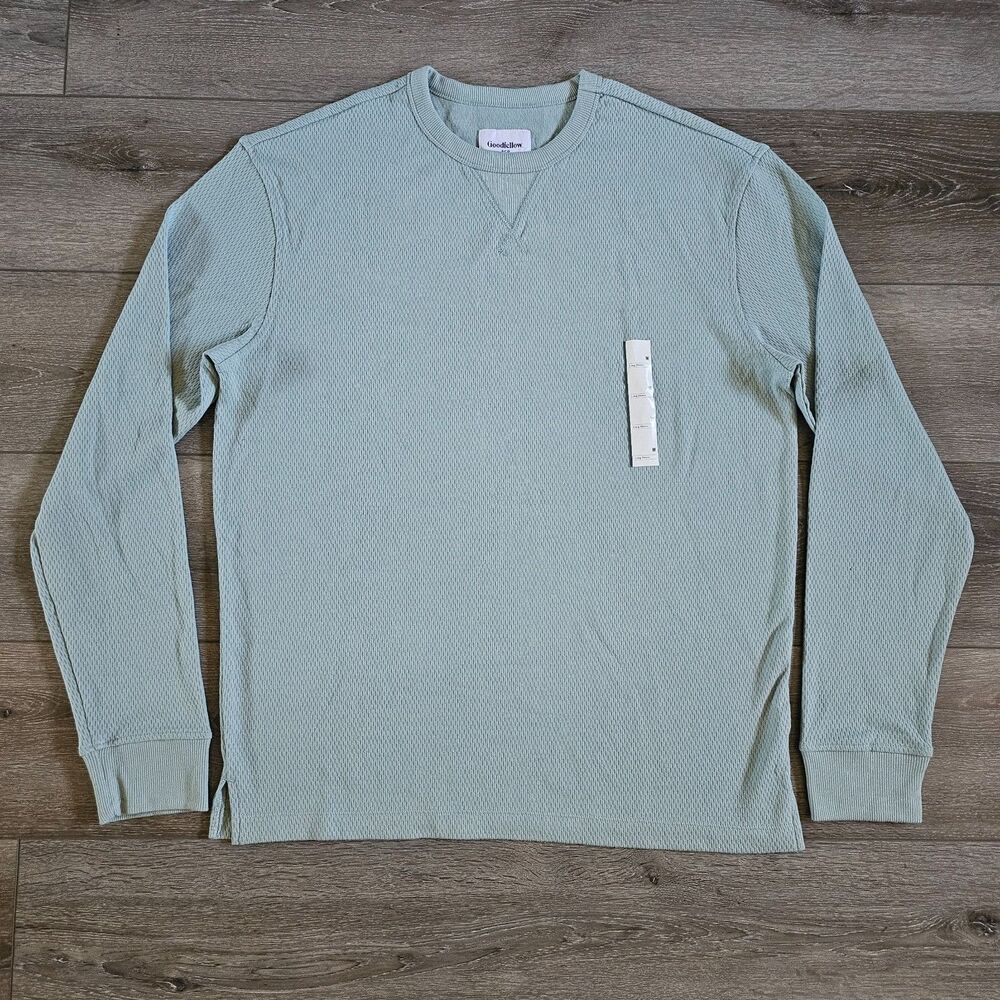 Mens Goodfellow & Co. Vintage Textured Waffle Knit Long Sleeve Crew neck Shirt M